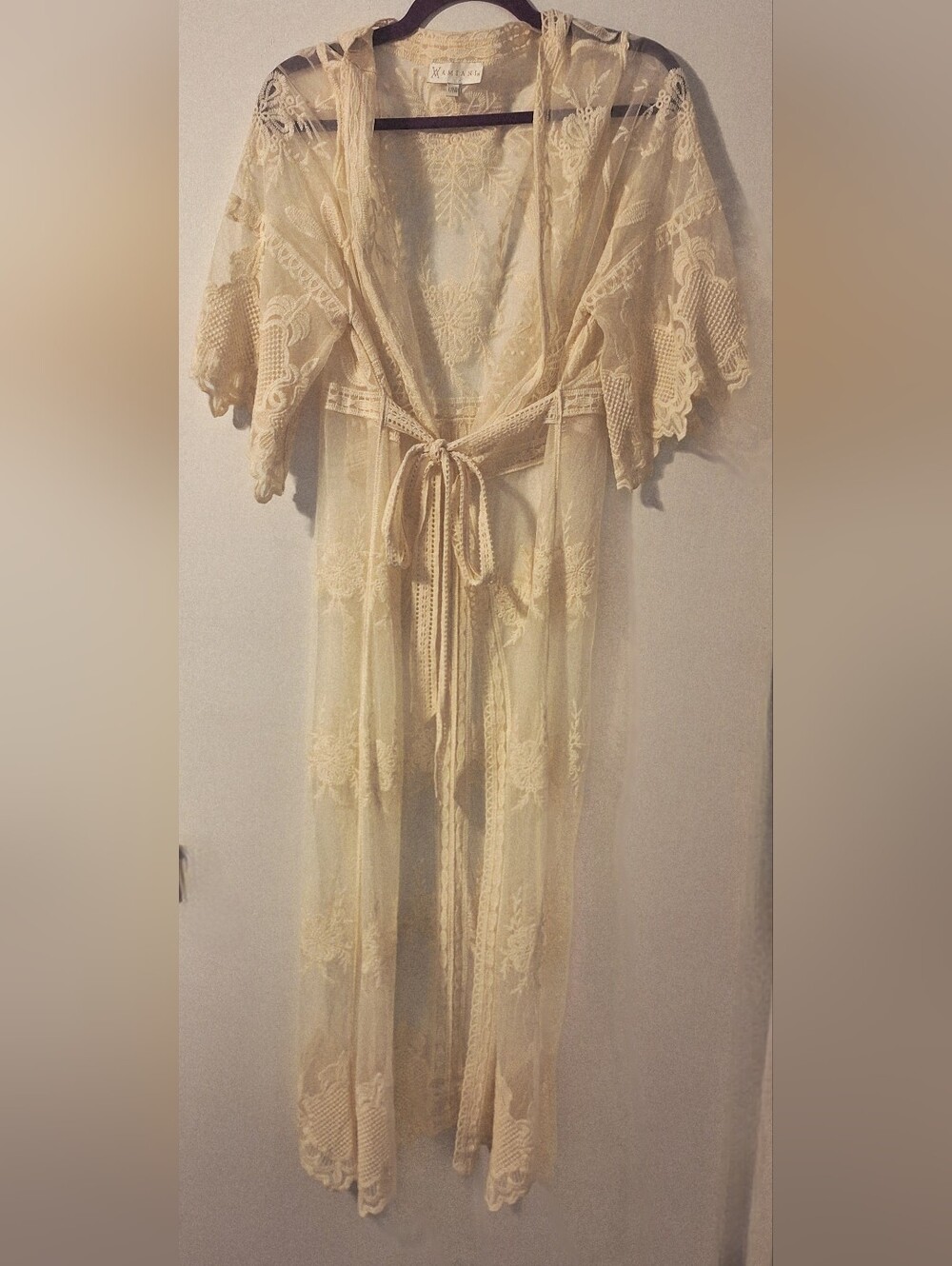 Cream Lace Kimono Robe - Picture 7 of 14